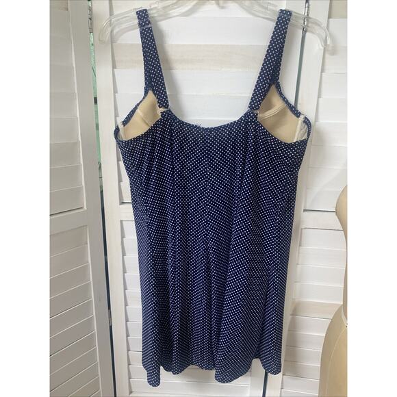 Beach CABANA Women’s One-piece Swimsuit Dress Underwire Polka Dot Sz 1X - Picture 5 of 11